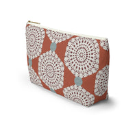 Lace Hexagon Accessory Pouch w T-bottom in Orange
